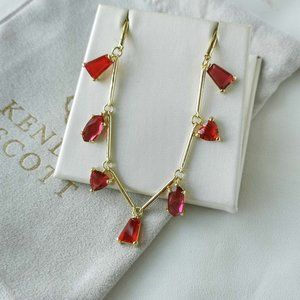 $98 Kendra Scott Blair Gold Ruby Mix Jewel Strand Necklace Authentic